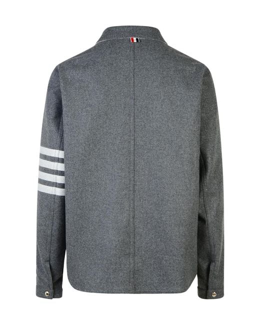 Thom Browne Gray Stripe Detailed Buttoned Jacket for men