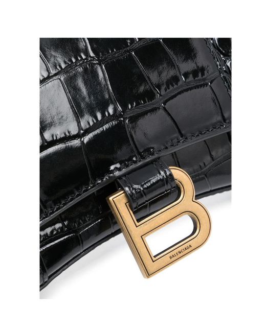 Balenciaga Black Embossed Logo Plaque Chain Wallet