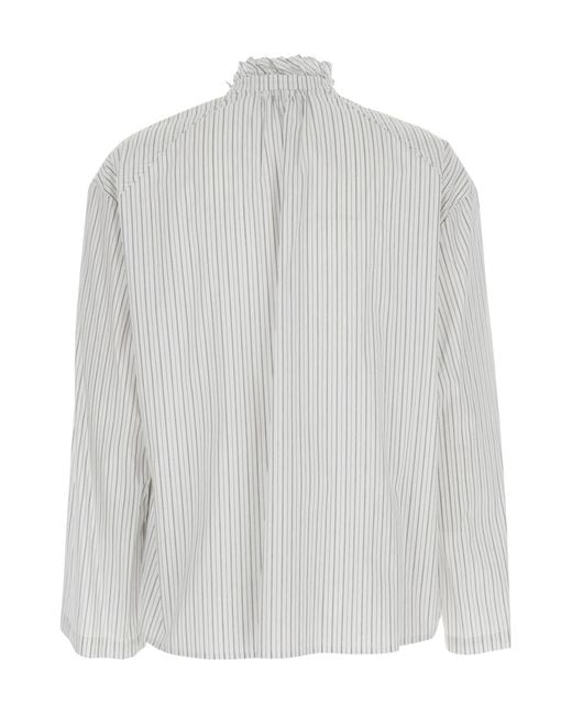 Semicouture White Semi Couture Stripe Motif Ruffle Collar Jacket