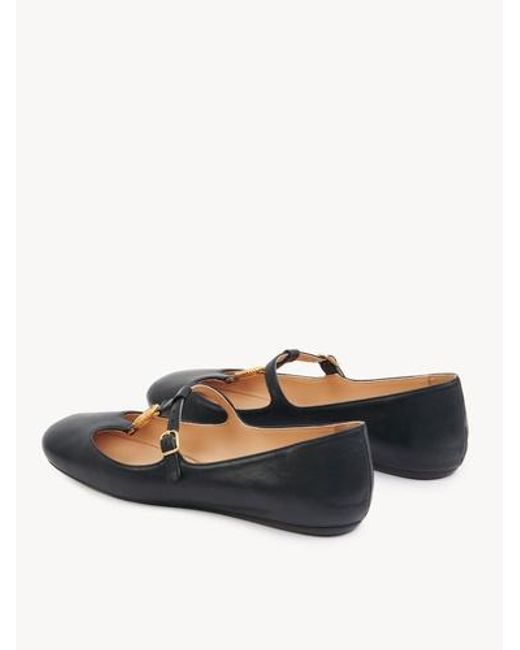 Chloé Black Logo-Medal Ballet Flats