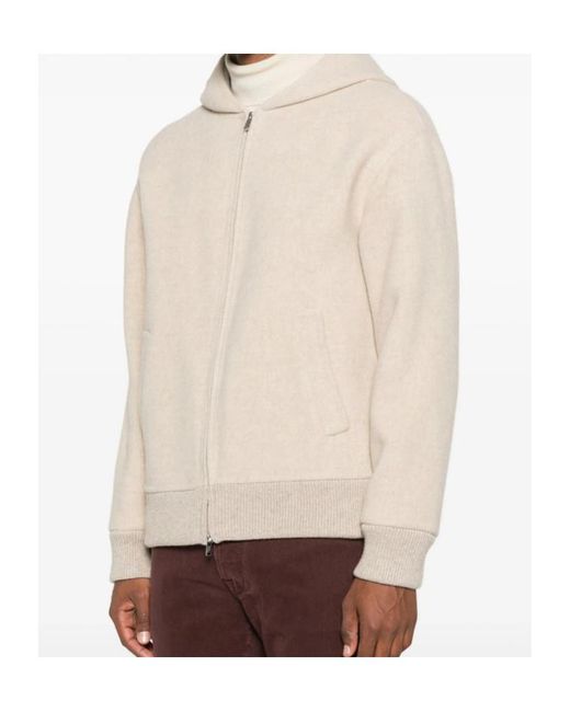 Fedeli Natural Hooded Zip-Front Jacket for men