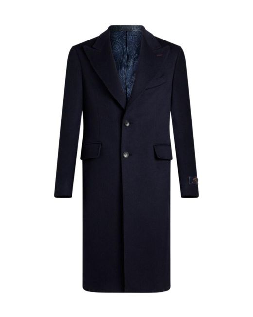 Etro Blue Cashmere Coat for men