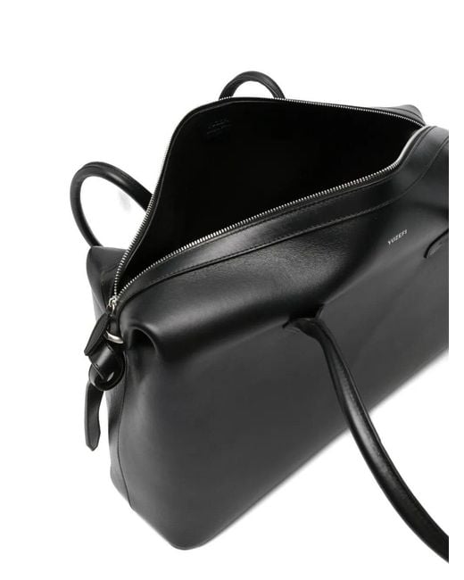 Yuzefi Black Large Brioche Leather Tote Bag