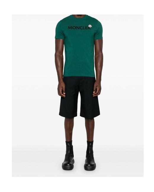 Moncler Green Logo Printed Crewneck T-Shirt for men