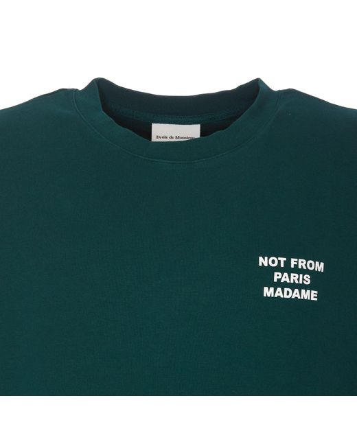 Drole de Monsieur Green Logo-Print Cotton T-Shirt for men