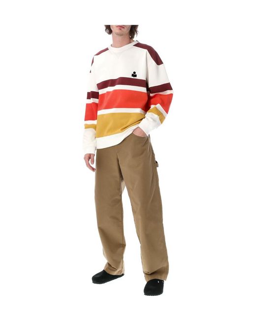 Isabel Marant Red Logo Printed Striped Sweatshirt for men