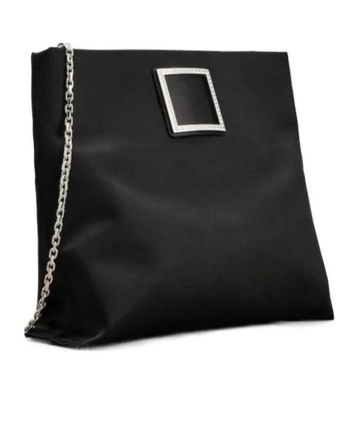 Roger Vivier Black Trompette Chain Clutch Bag