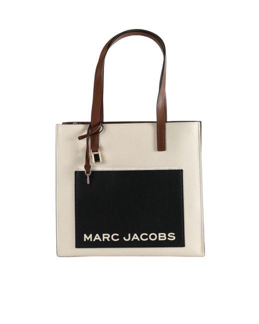 Marc Jacobs Black Logo-Print Leather Tote Bag