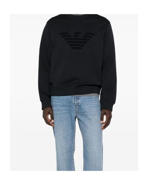 Emporio Armani Black Logo-Print Crew-Neck Sweatshirt for men