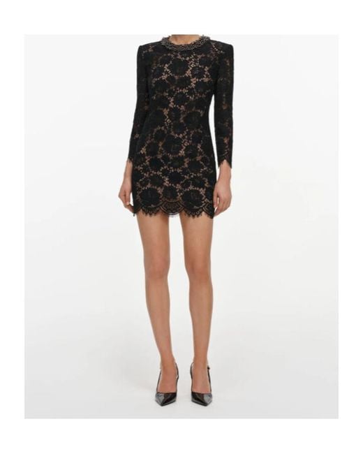 Self-Portrait Black Lace Long Sleeve Mini Dress