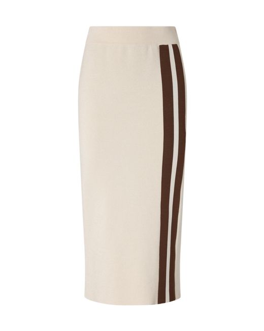 Pinko White Side Stripe Detailed Midi Skirt