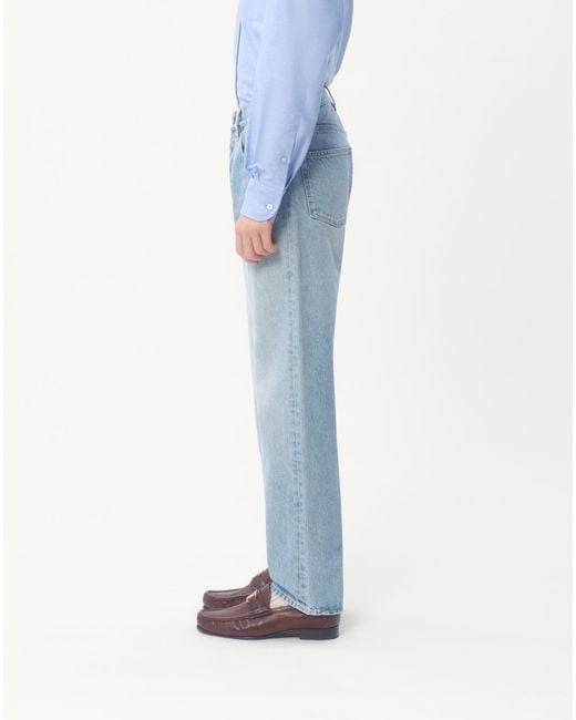 Valentino Blue Logo Patch Straight Leg Jeans for men