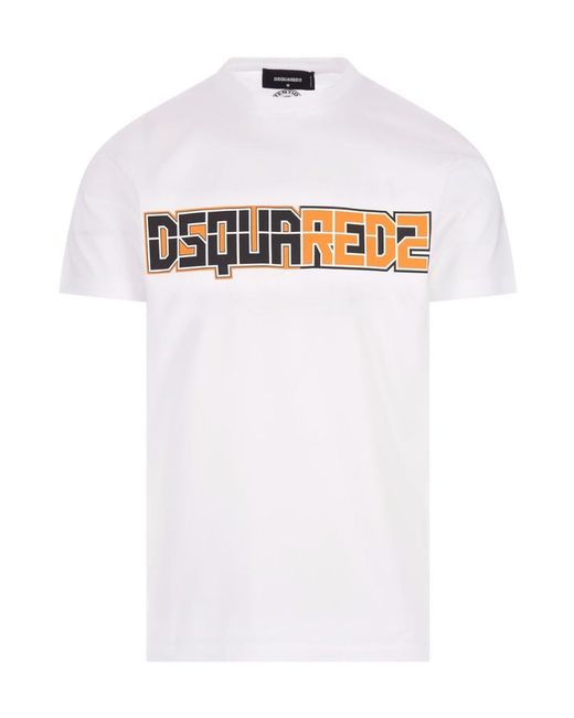 DSquared² White Logo Printed Crewneck T-Shirt for men