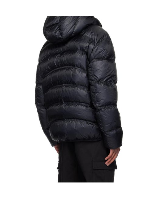 Moncler Black Logo-Patch Hooded Padded Jacket for men