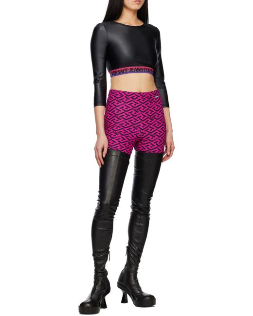Versace Jeans Black Couture Crewneck Cropped Top