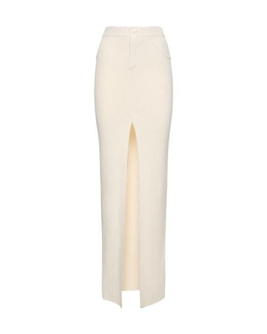 AYA MUSE White Slit Detail Midi Skirt