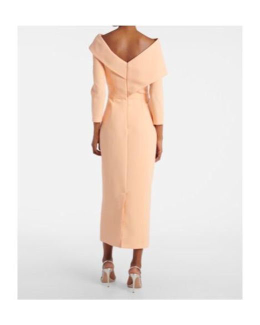 Safiyaa Pink Off-The-Shoulder Crepe Midi Dress