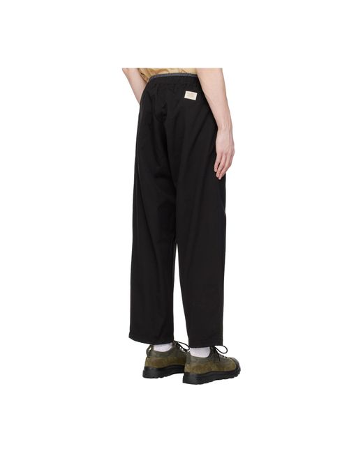 RANRA Black Elasticated Waistband Tapered Trousers for men