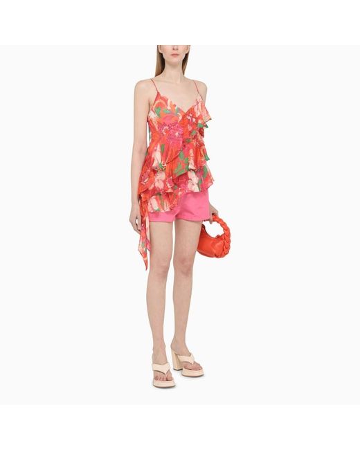 MSGM Red Lotus Leaf Blouse