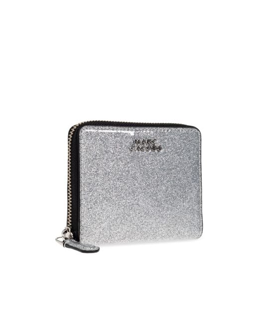 Marc Jacobs White The Coated Glitter Everyday Slim Compact Wallet