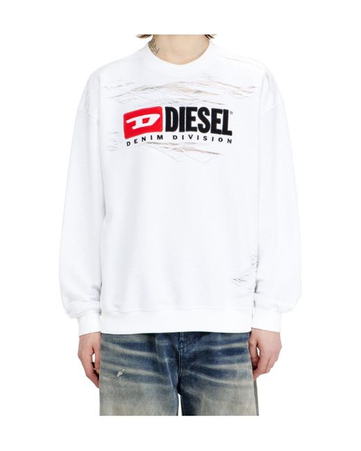DIESEL White Boxt-V1 Logo-Detail Sweatshirt for men