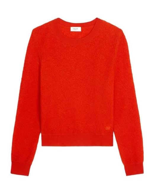 Céline Red Crew Neck Long-Sleeved Sweater for men