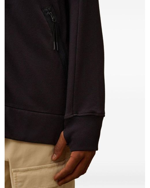 C P Company Black Goggle Zip-Up Hoodie for men