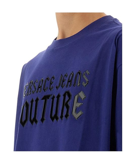 Versace Jeans Blue Couture Logo-Patch Crewneck T-Shirt for men
