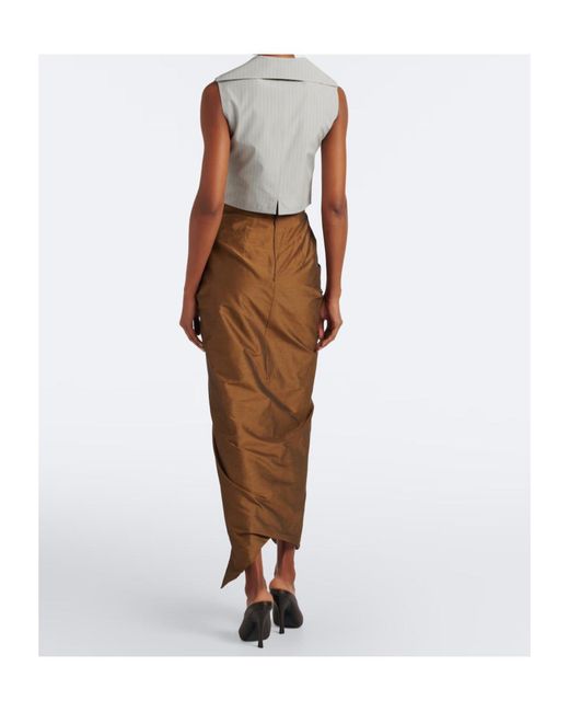 Vivienne Westwood Brown Panther Gathered Cotton-Blend Midi Skirt