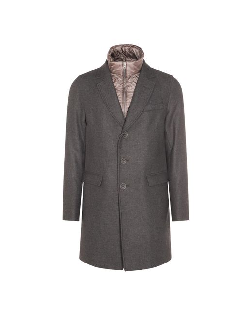 Herno Black Buttoned High Neck Long-Sleeved Coat for men