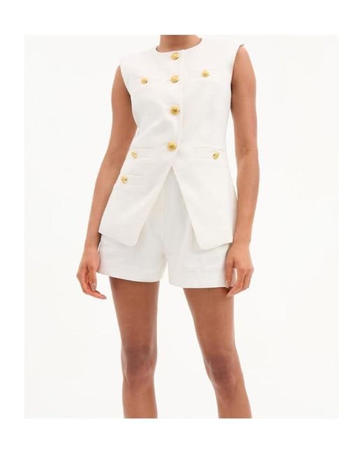 Veronica Beard White Tamara Sleeveless Waistcoat