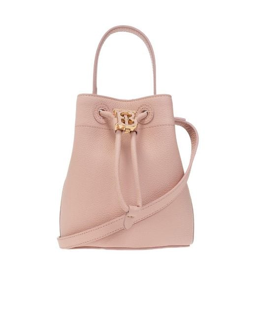 Burberry Pink Mini Tb Leather Bucket Bag
