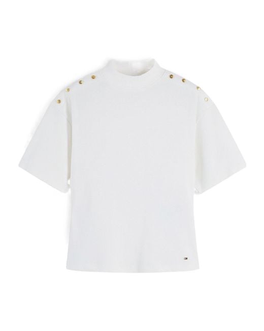Tommy Hilfiger White Solid Color T-Shirt