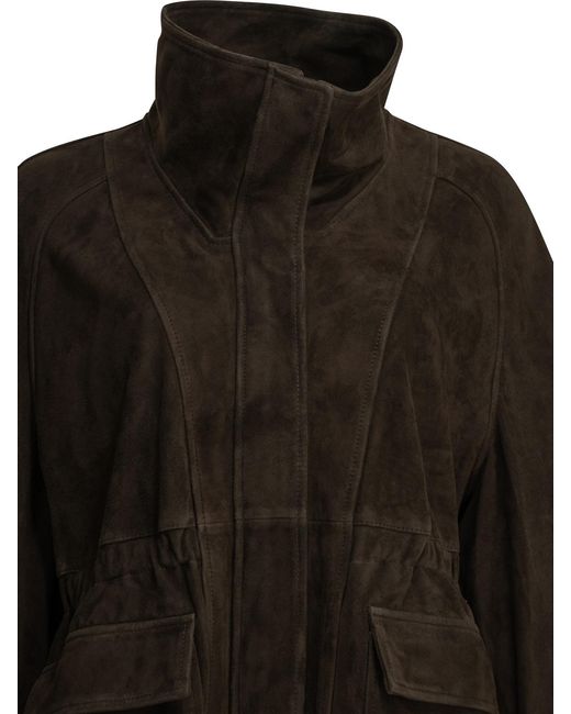 Nour Hammour Black High-Neck Leather Jacket