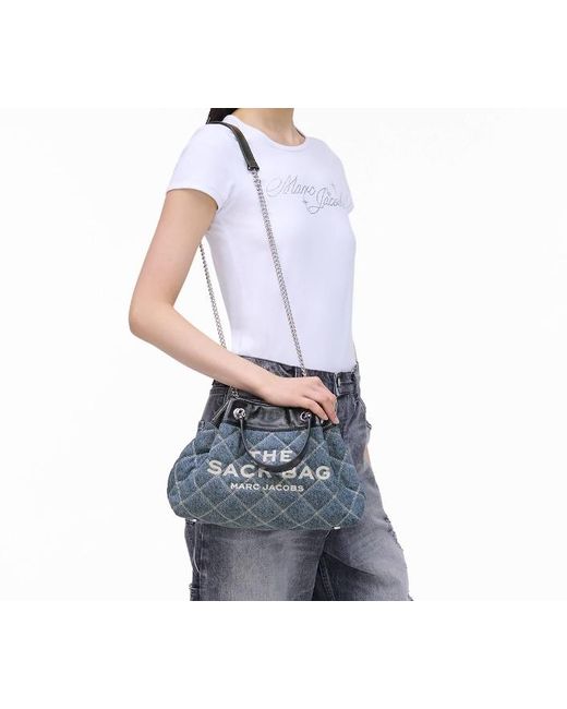 Marc Jacobs Blue The Quilted Denim Chain Sack Bag