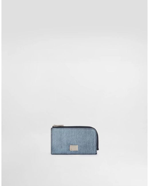 Dolce & Gabbana Blue Zip-Around Card Holder Wallet for men