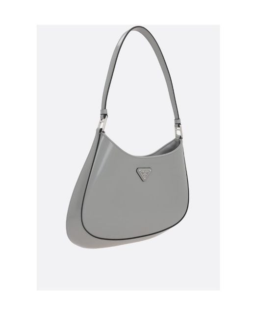 Prada Gray Cleo Brushed Leather Shoulder Bag