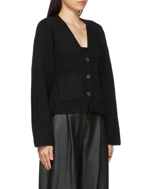 Khaite Black Scarlett V-Neck Knitted Cardigan