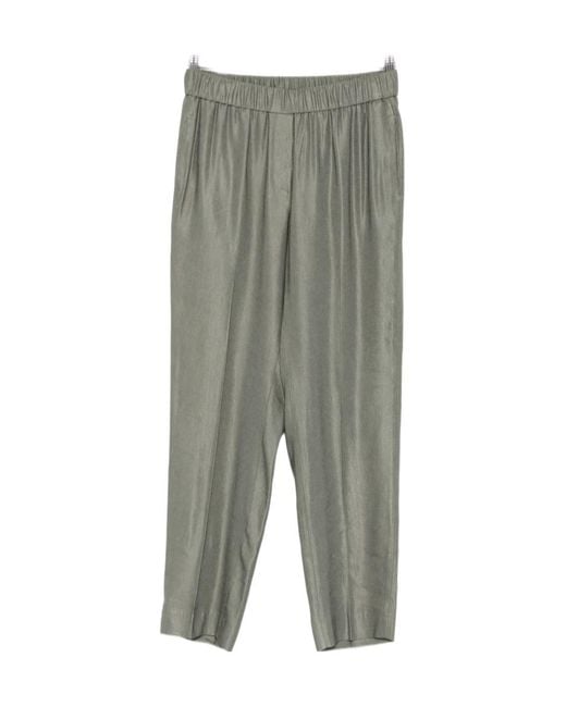 Peserico Gray Elasticated-Waistband Tapered Trousers