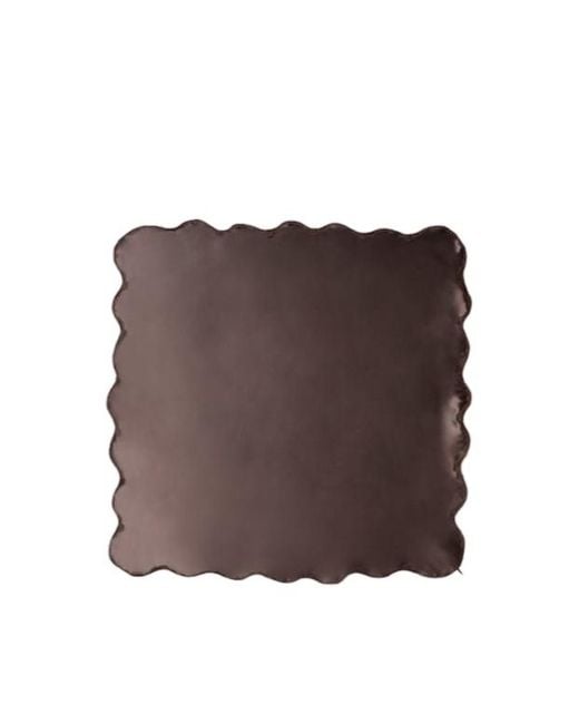 Magda Butrym Brown Lace-Trimmed Silk Satin Scarf