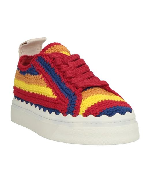 Chloé Red Crocheted Casual Shoes