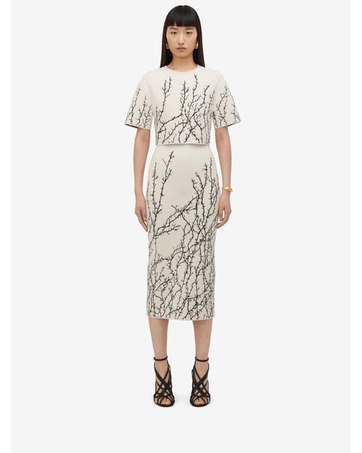 Alexander McQueen White Thorn Branch Motif Cropped Top