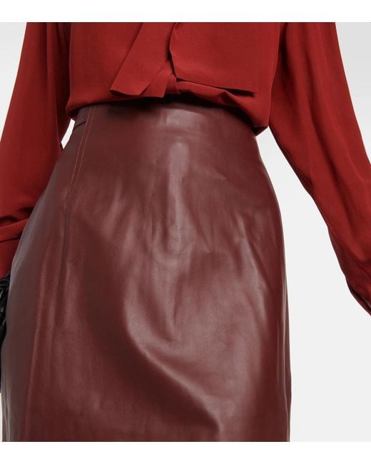 Vince Brown Leather Pencil Skirt