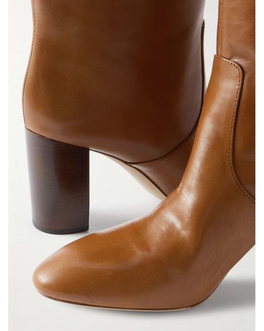 Loeffler Randall Brown Solid Color Leather Knee Boots