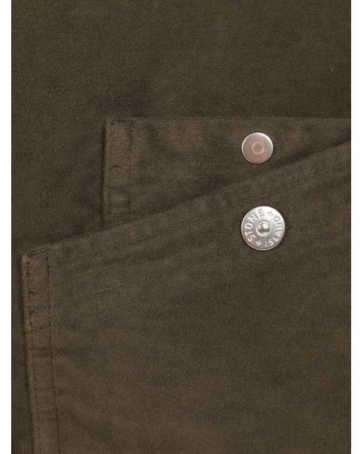 Stone Island Green Logo Patch Long Sleeved Overshirt for men