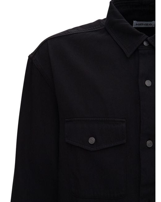KENZO Blue Flap-Pocket Shirt for men