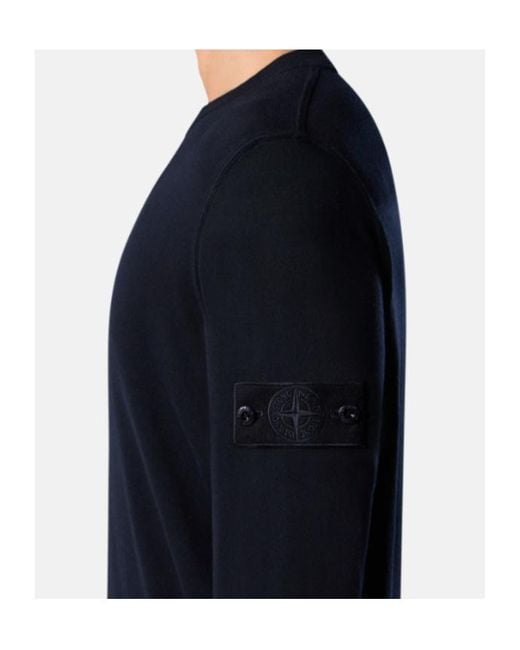 Stone Island Blue Compass Patch Crewneck Jumper for men