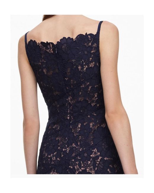 Self-Portrait Blue Spiral Lace Midi Dress