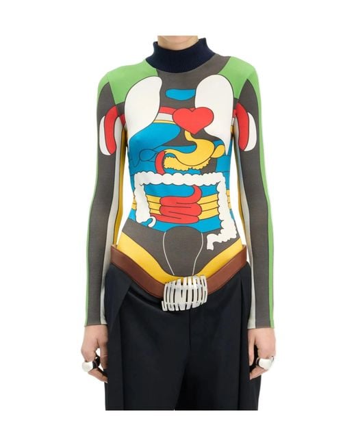 Jean Paul Gaultier Gray Printed Long-Sleeved Top