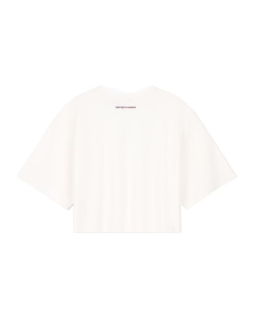 Emporio Armani White Logo-Print Oversized T-Shirt